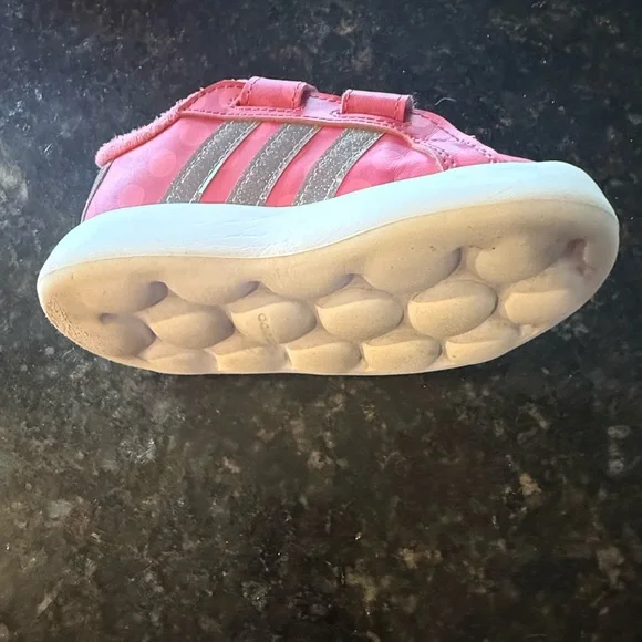 Adidas Disney Grand Court Minnie Mouse silver sparkle Pink Sneakers size 8 - Picture 4 of 16